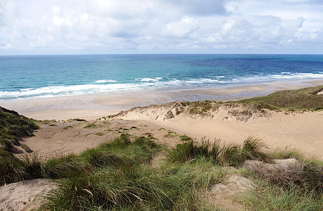 Penhale písky, Perranporth, Cornwall, pláž, pláže, Já?, pobřeží