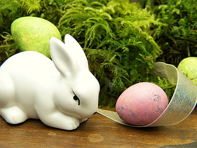 easter, easter bunny, deco, ceramic, moss, easter eggs, easter greeting