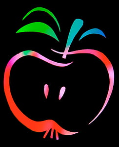 fruit, Apple, Kleur, Contour, contouren, nucleaire, silhouet