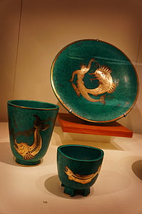 poterie, vase, bleu, pot, argile, céramique