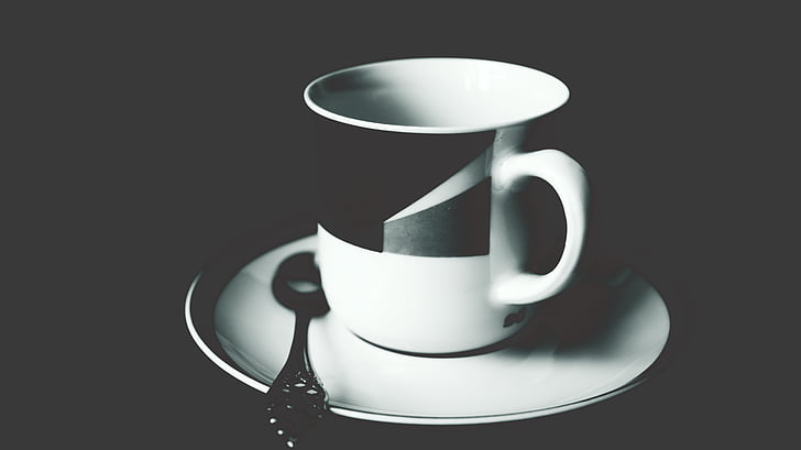 cup, mug, coffee, tea, plate, restaurant, cafe