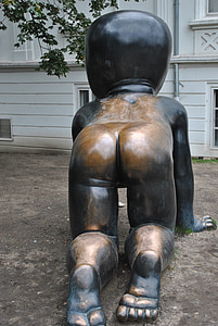 escultura, culo, latón