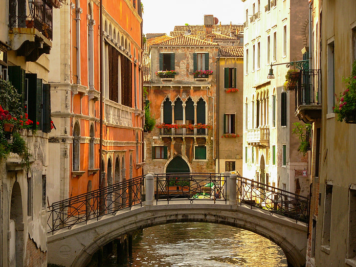 híd, Velence, csatorna, építészet, víz, Olaszország, város