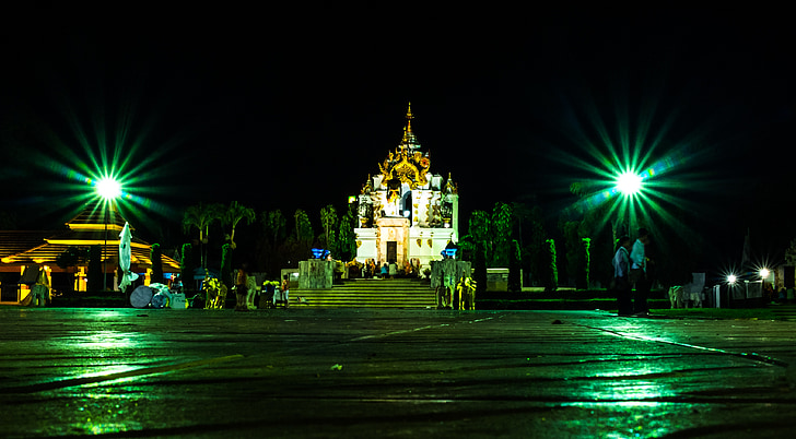 Tailandas, šventykla, koplyčia, naktį nuotrauka, abendstimmung