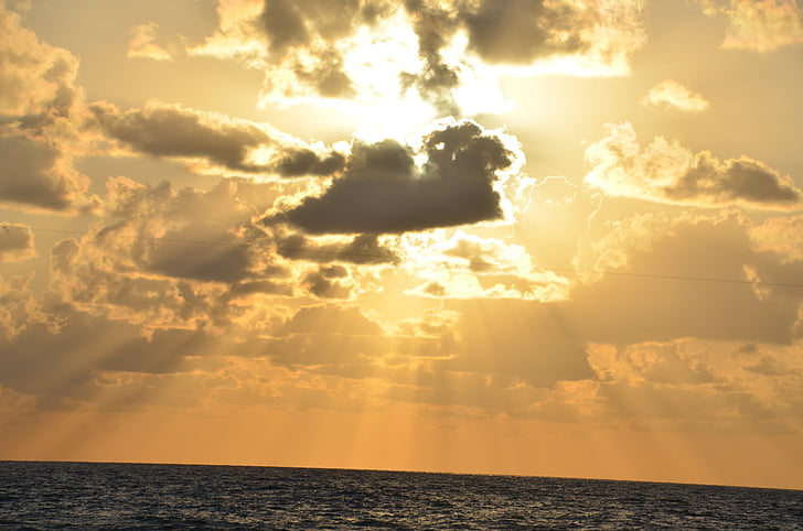 clouds, dawn, dusk, ocean, sea, seascape, sky