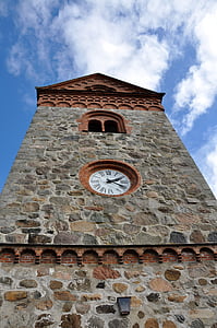 kerk, horloge, toren, steen