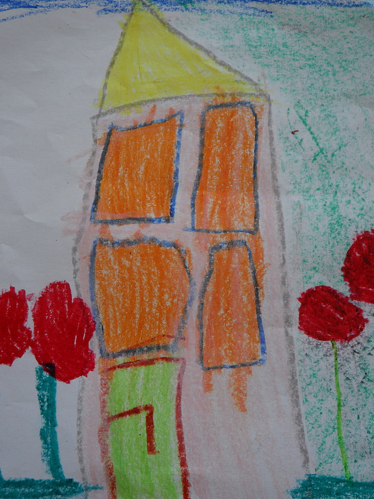 nens de dibuix, dibuix, pintura, casa, color, desenvolupament del caràcter, nen