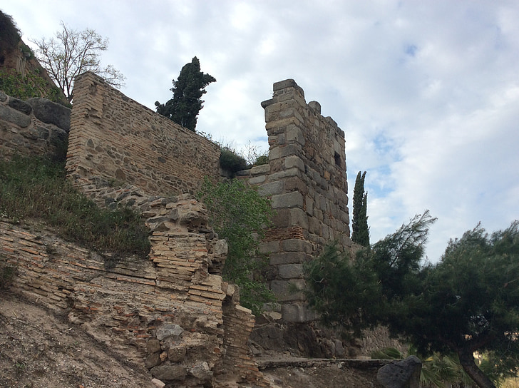 ruin, väggen, fästning, gamla, sten
