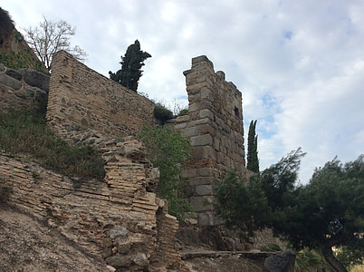 καταστροφή, τοίχου, φρούριο, παλιά, πέτρα