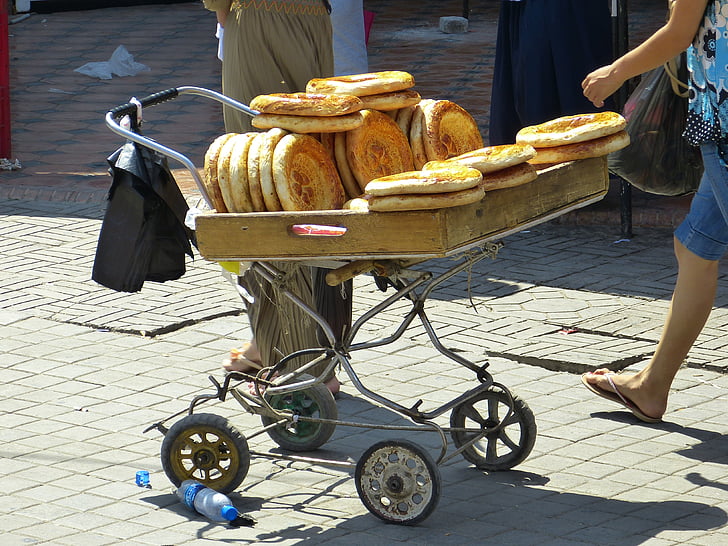pain, pain plat, alimentaire, timbre de pain, Ouzbékistan, manger, cuire au four