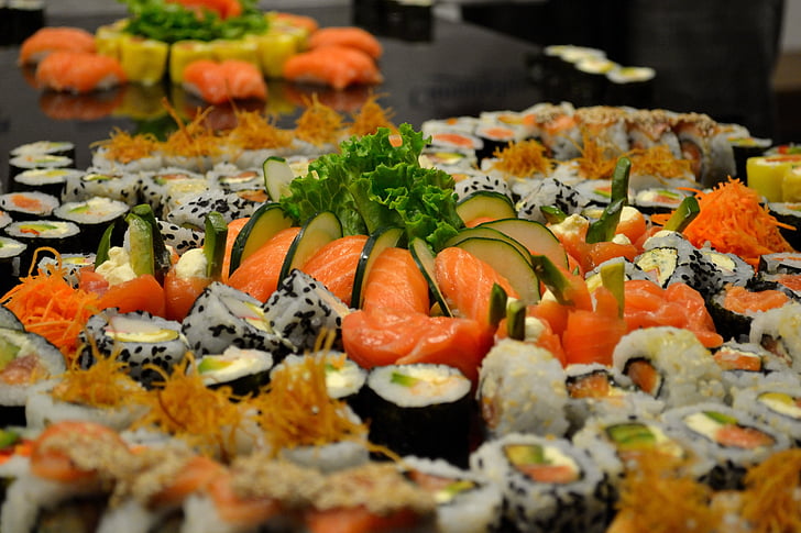 sushi, presentation chef, food
