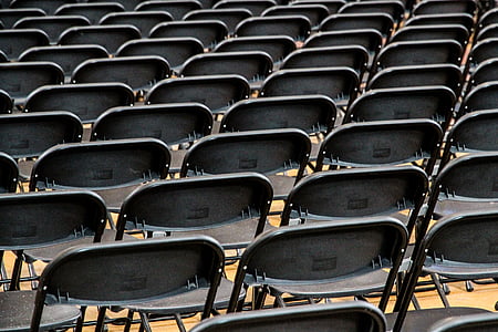 cadeiras, assento, Sente-se, apresentação, palestra, desempenho, preto