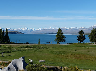 Nya Zeeland, Sydön, bergen, naturen, landskap, sjön, Tekapo