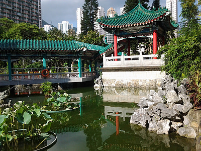 Tempel, China, Pagode, Zen, Garten, Architektur, Becken