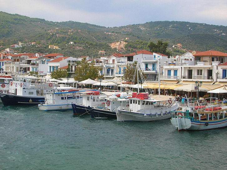 sea, water, boats, sky, transport, blue