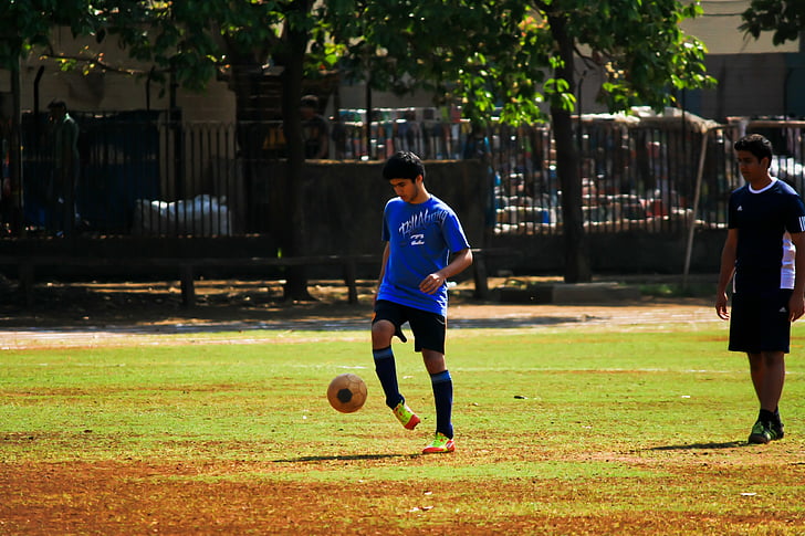 nogomet, nogomet, žogo, igralec, človek, Indija, praksa