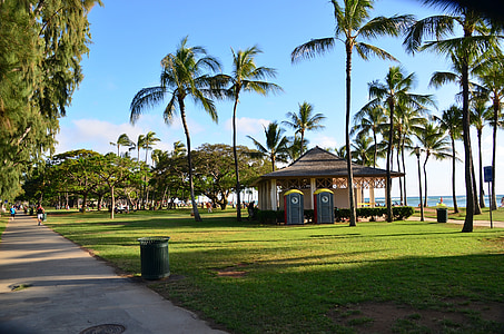 Plaża, Hawaje, Honolulu, Ocean, morze, Park, podróży