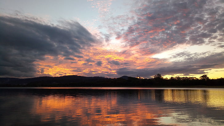 Sunset, Austraalia, Kullarannik, rahu, Lake, peegeldus, scenics