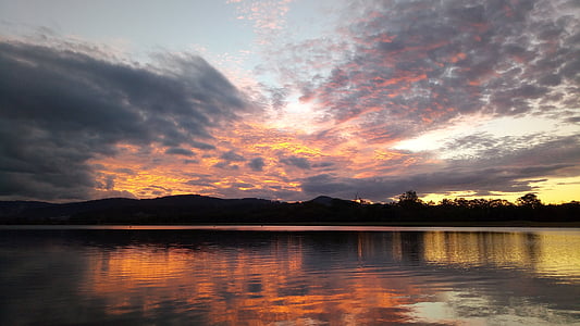 zonsondergang, Australië, Goudkust, vrede, Lake, reflectie, scenics