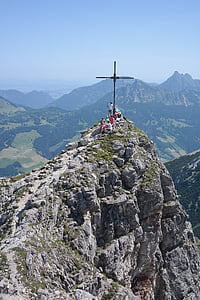 ponten, среща на върха, върха кръст, планински, Алгойските Алпи, алпийски, планини