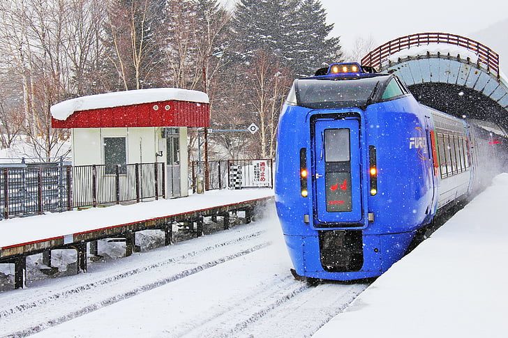 vlak, pada snijeg, lijepa, hladno, bijeli, snježne, Zima