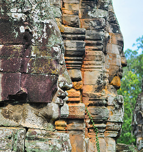 monumentet, Angkor wat, Kambodja, templet, ansikten, sten, gamla