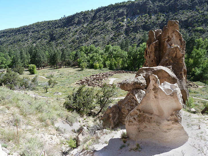 Bandelier, nemzeti, emlékmű, sziklák, természet, Új-Mexikó, Amerikai Egyesült Államok