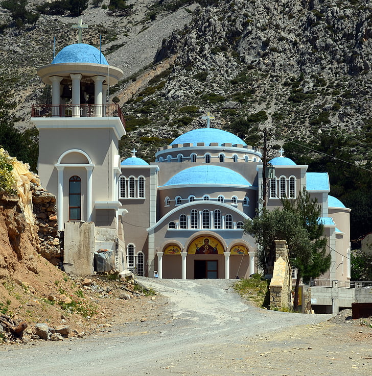 crete, monastery, monastery of agios nikolaos, greece, building, architecture, holiday
