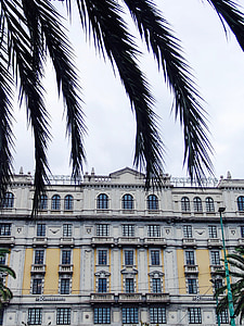 fasada, Sardynia, Cagliari, Miasto, Włochy, palmy