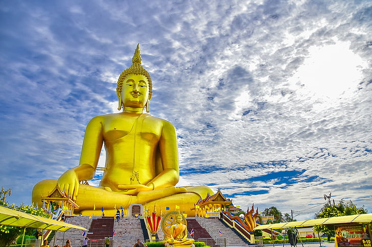 ang thong, Wat muang, statue de Bouddha