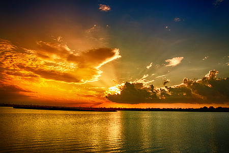 solnedgång, moln, Sky, naturen, djup, blå, solen