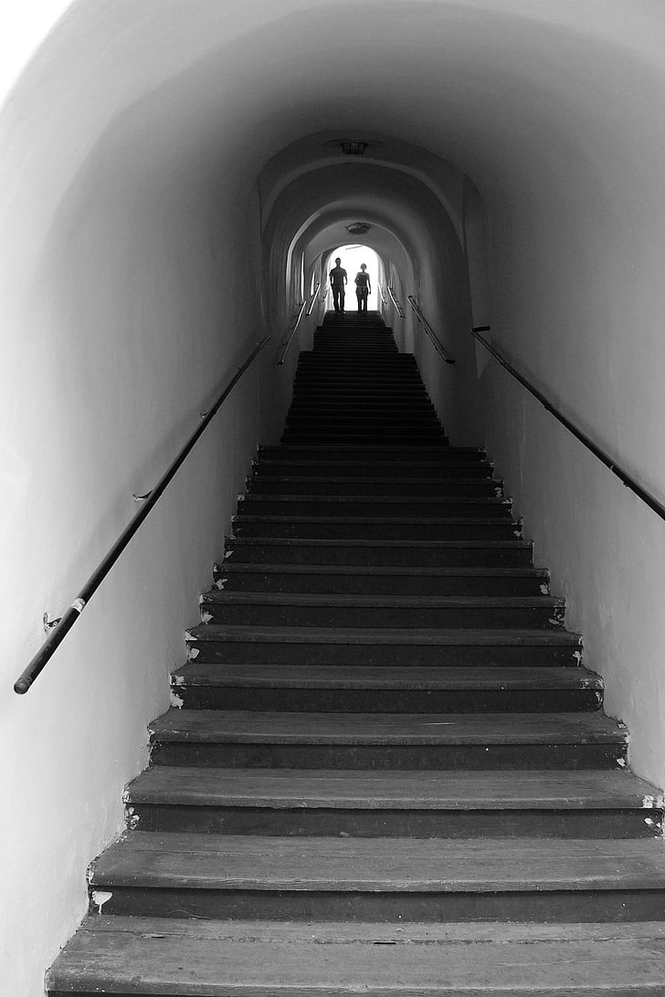 escadas, beco, cidade velha, República Tcheca, parede rachada