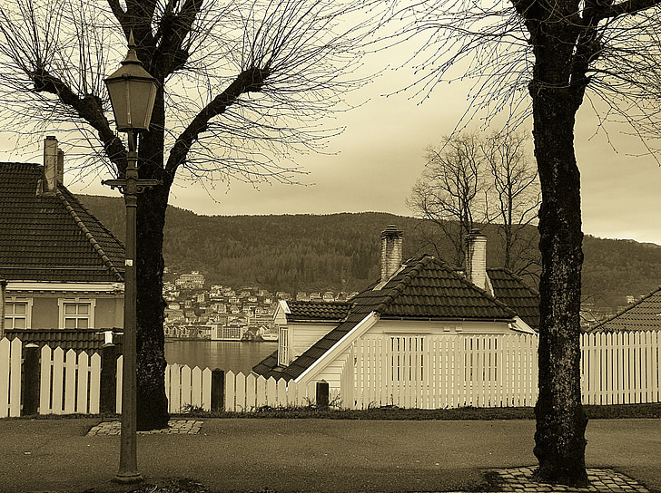 Bergen, Norge, nordnesgutt, nostalgi, udsigt, bygning, hus