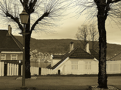 Bergen, Norvégia, nordnesgutt, nosztalgia, megtekintés, épület, ház