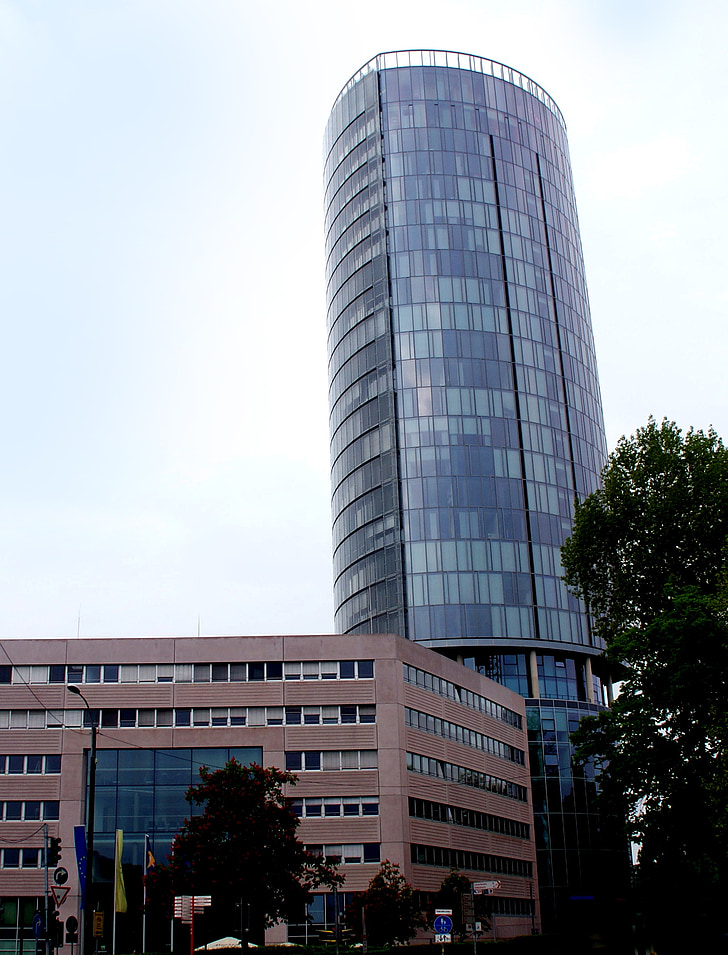 veža, budova, mrakodrap, Kolín nad Rýnom, Architektúra, fasáda, stromy
