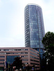 veža, budova, mrakodrap, Kolín nad Rýnom, Architektúra, fasáda, stromy