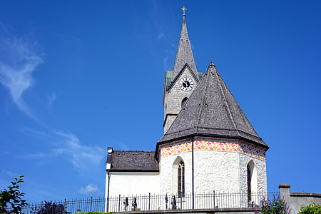 l'església, cel, blau, Steeple, edifici, creure, religió
