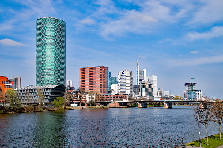 Frankfurt, Peamised, Hesse, Saksamaa, peamiste pankade, pilvelõhkuja, arhitektuur
