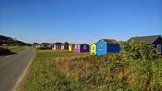 strandhus, ferie, Ærø, Danmark, farge