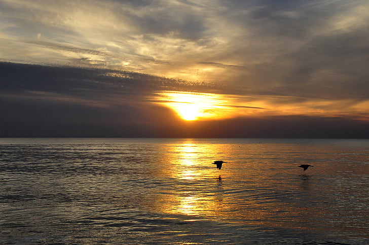 posta de sol, Florida, or, Mar, Afterglow, cel, romàntic