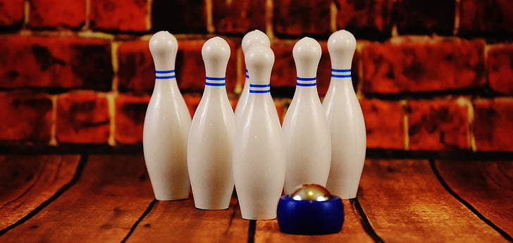 bowling, hvid, plast, bowling pin, bowling strejke, træ - materiale, Sport