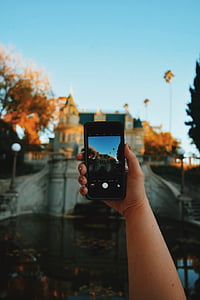 ābolu, roka, iPhone, viedtālrunis, ņemot fotogrāfiju, fotografēšanu, mobilais tālrunis