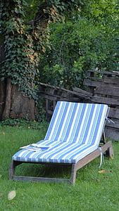 silla de cubierta, jardín, rotura, relajarse, resto, Idilio, tapicería