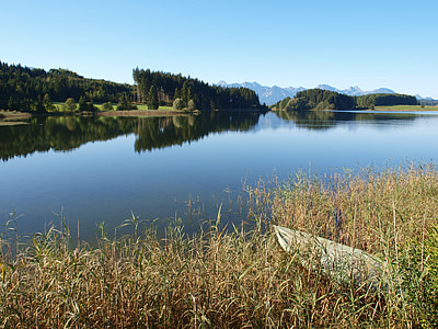 Lago forggensee, agua, Banco, Lago, vacaciones, arranque, Allgäu