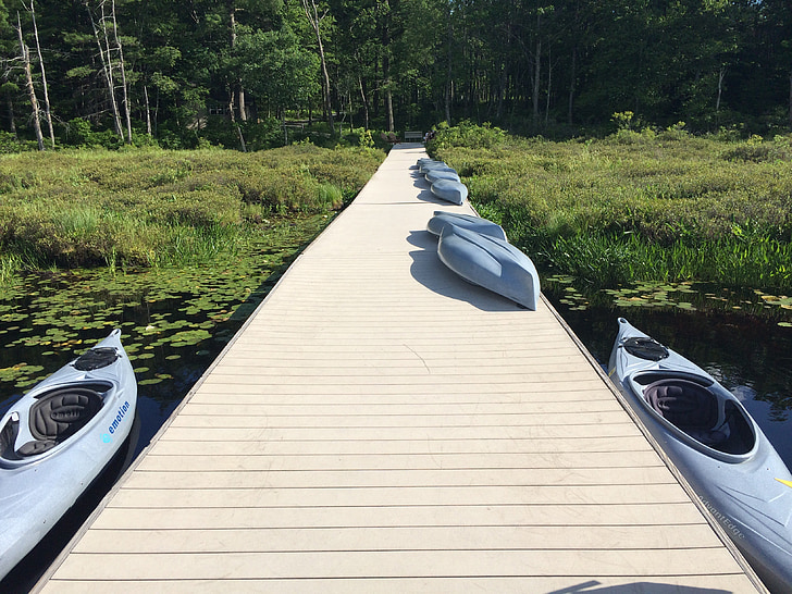 kayak, pier, watersports, lake, summer, outdoor, peaceful