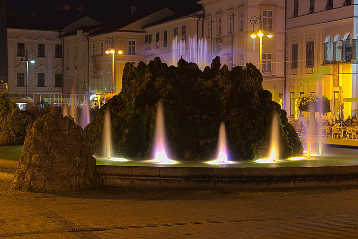 expo de luz, luz, arte, à noite, edifícios, Banská bystrica, cidade