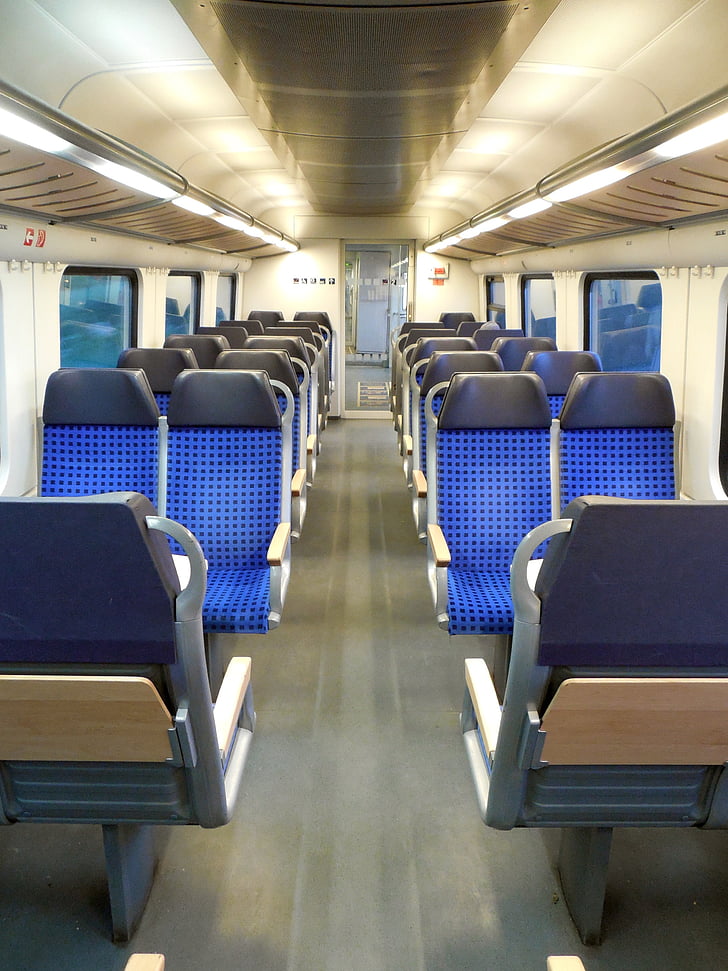 seure, seients, tren, viatges, files de seients, Deutsche bahn, passatgers