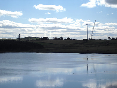 loch, lake, water, industrial turbine, construction