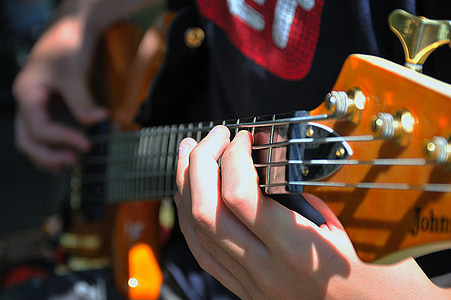 Guitarra, acordes guitarra, música, instrumento musical, cadena, mano, Close-up