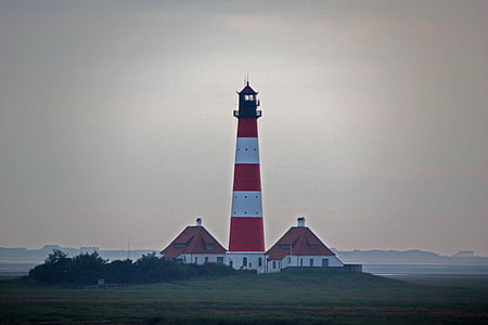 Westerhever, Severné more, Nemecko, Lighthouse, nálada, reflexie, Romance